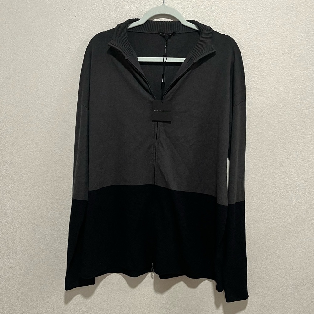 Sarah Pacini Full Zip Long Cardigan Two Tone NWT